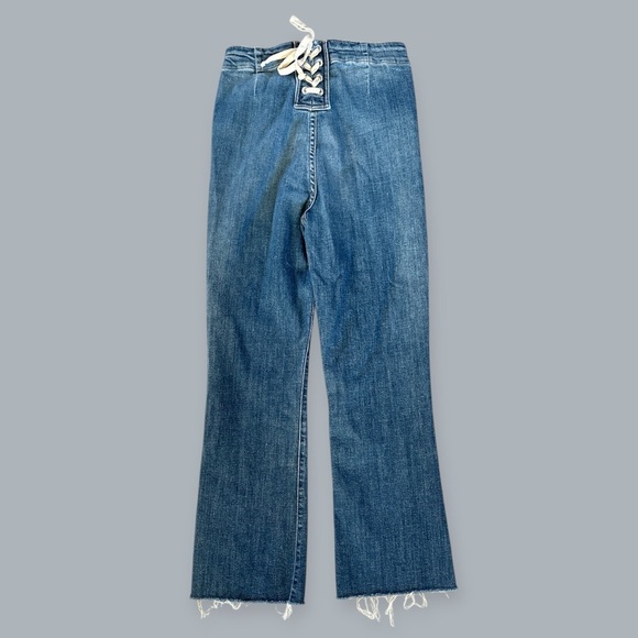 MOTHER laced hustler women’s Blue Ankle Cropped Jeans w Distressed Details sz 24 - Picture 15 of 15